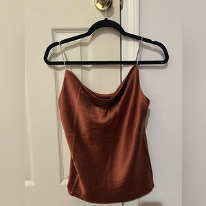 DO+BE Silk Rust Tank Top with Rhinestone Straps